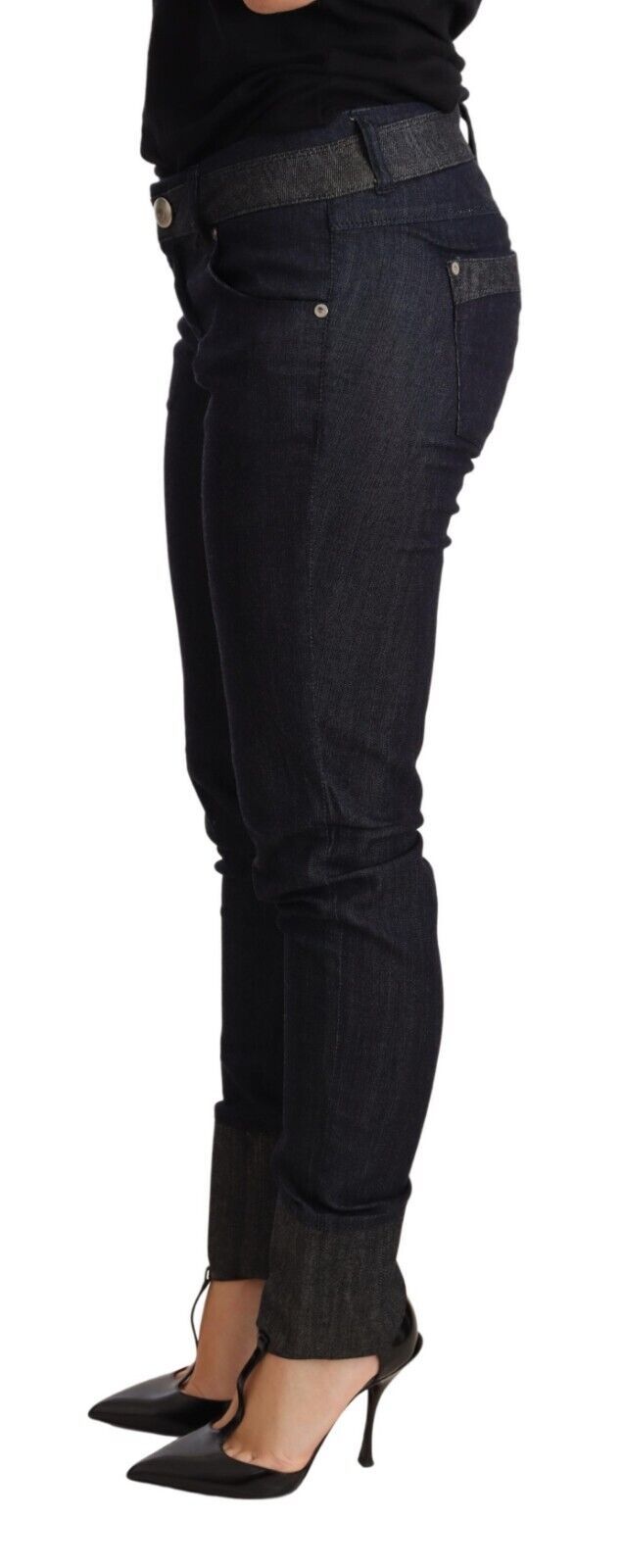 Schicke dunkelblaue Skinny-Jeans