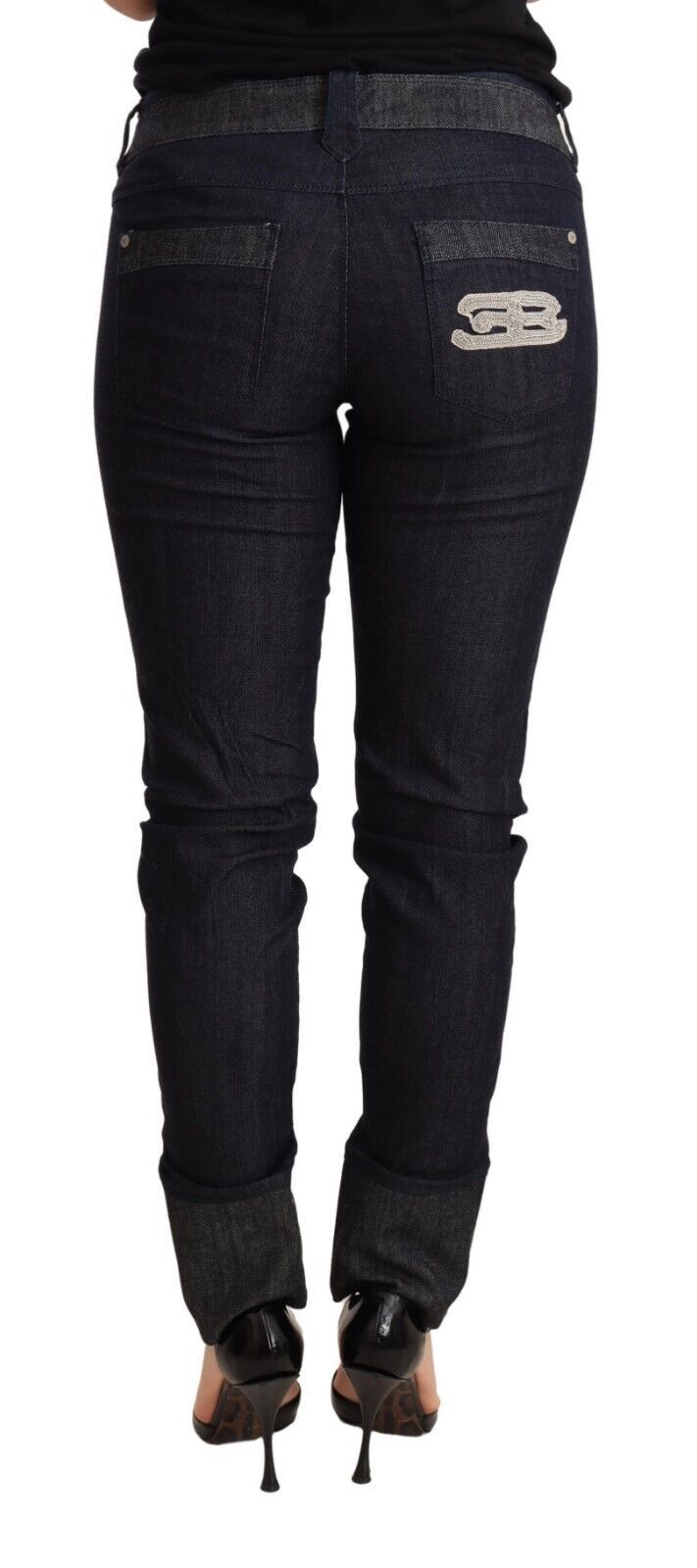 Schicke dunkelblaue Skinny-Jeans