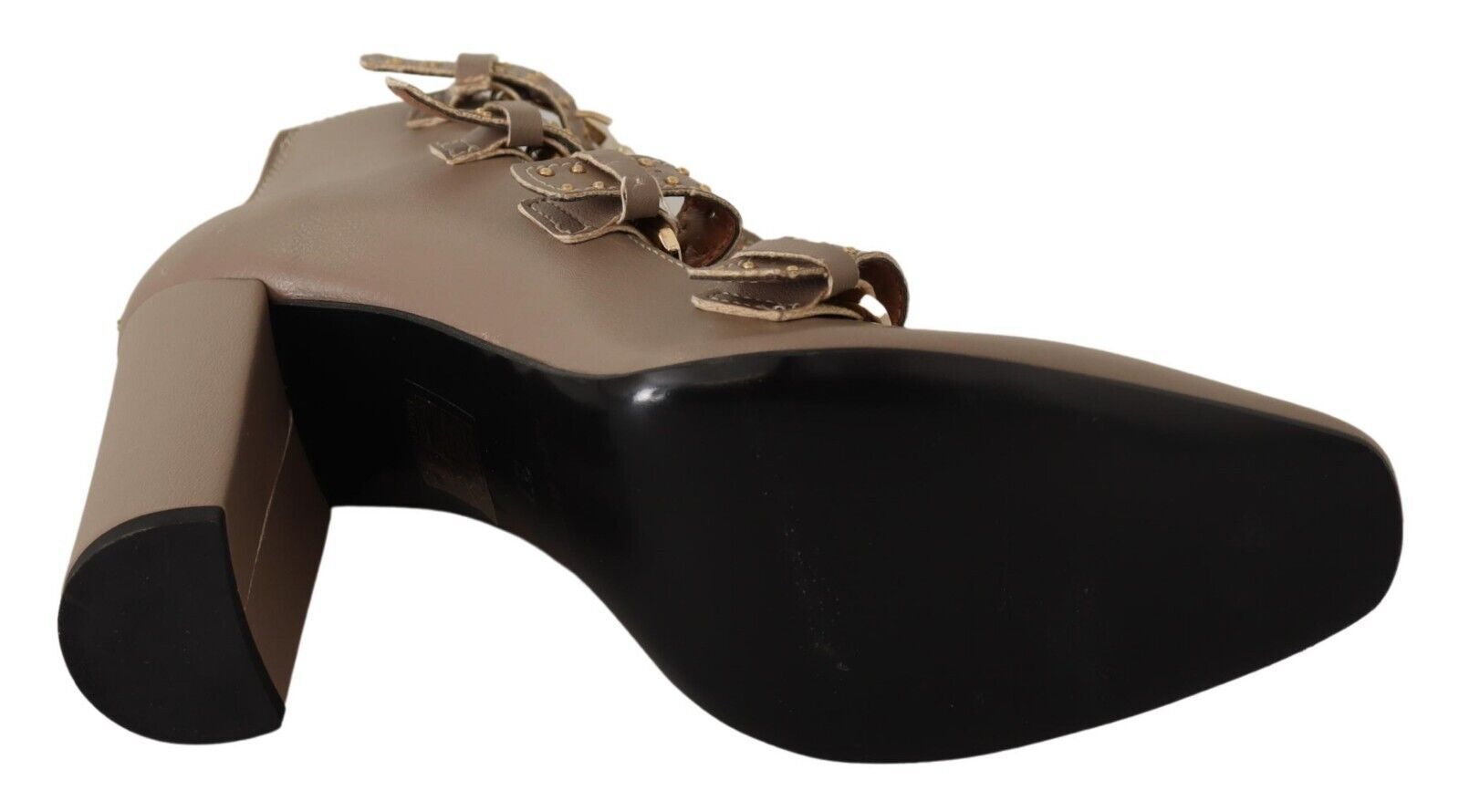 Elegante Leder-Pumps mit mehreren Schnallen in Braun