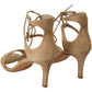 Elegant Beige Suede Ankle Strap Heels