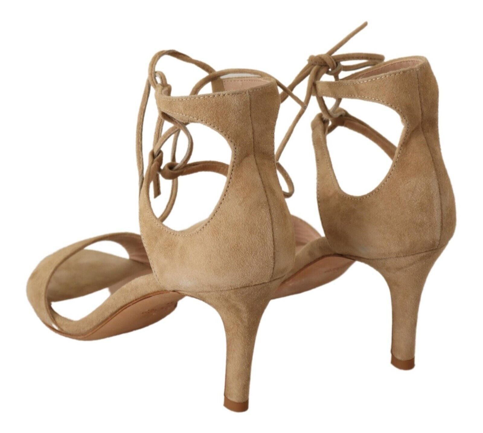 Elegante beige Wildleder-Pumps mit Knöchelriemen