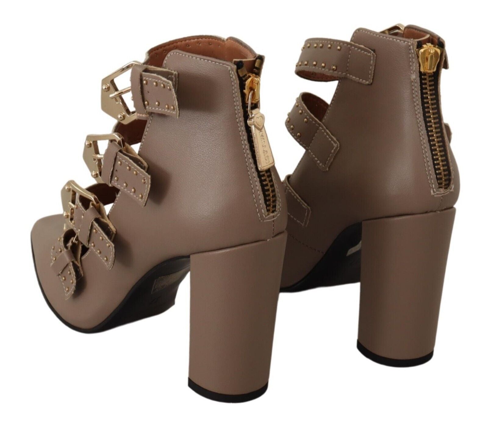 Elegante Leder-Pumps mit mehreren Schnallen in Braun