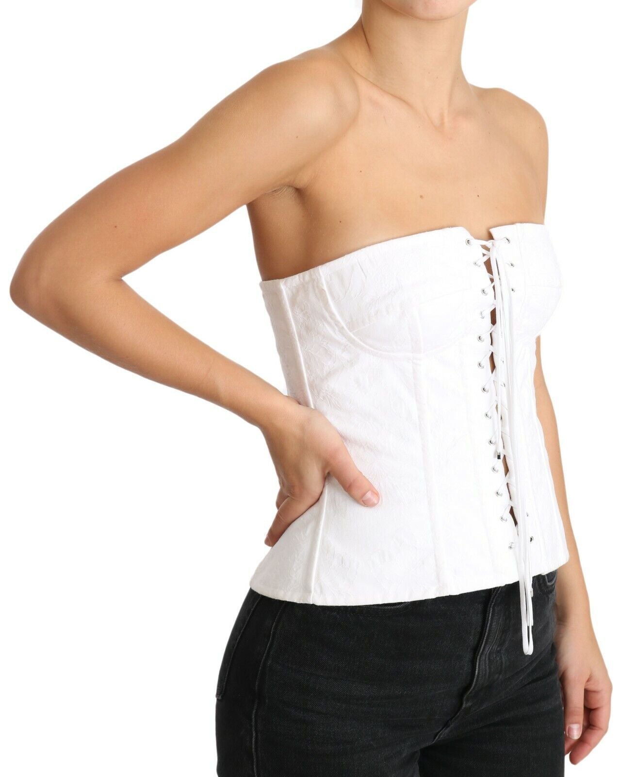 Elegante corsetto bianco senza spalline