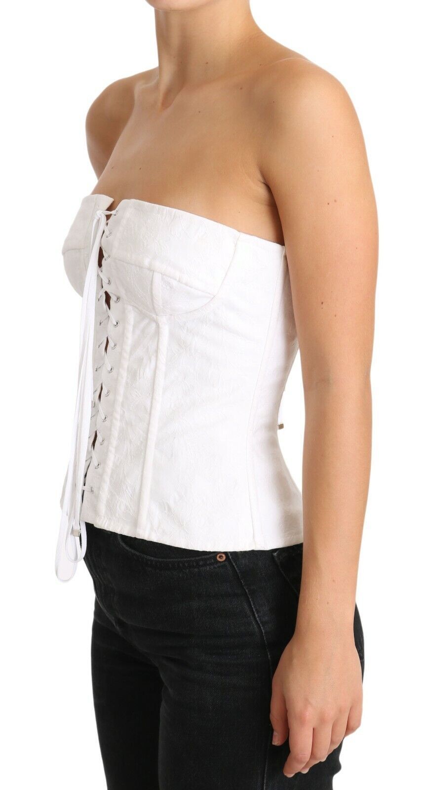Elegante corsetto bianco senza spalline