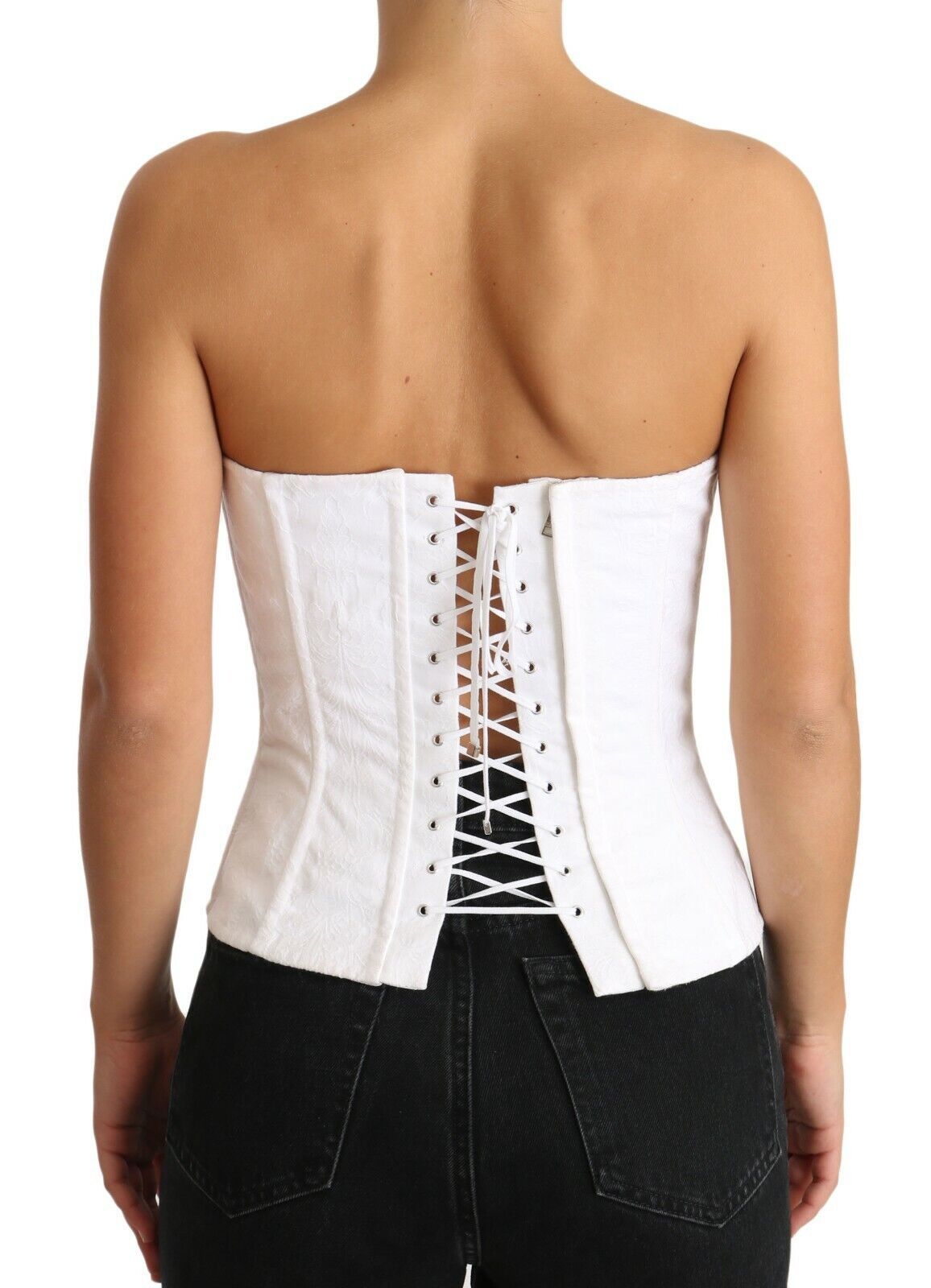 Elegante corsetto bianco senza spalline