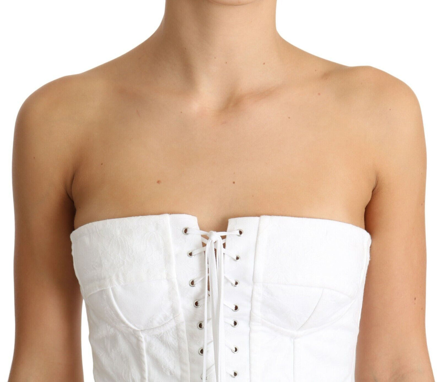 Elegante corsetto bianco senza spalline
