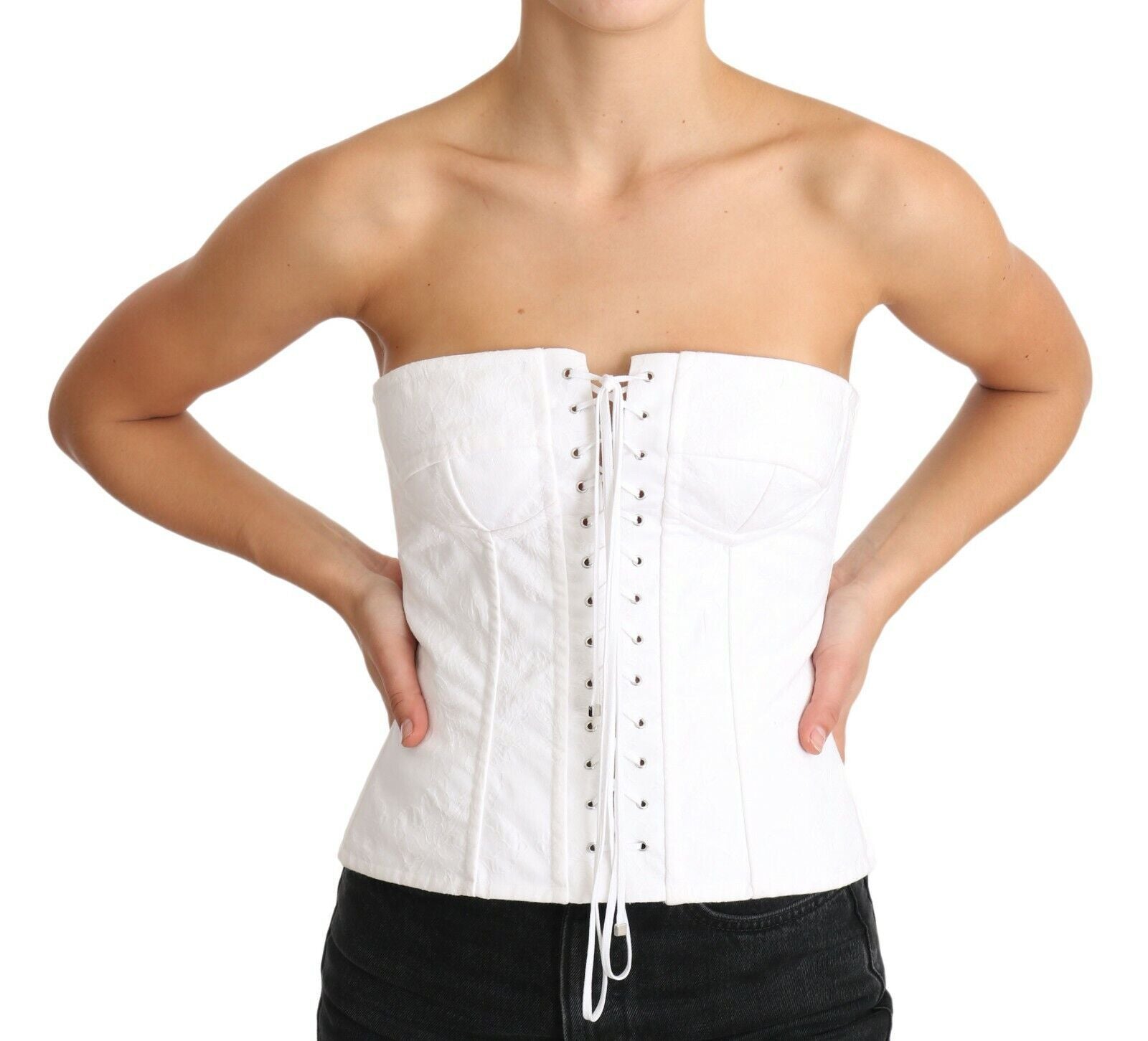Elegante corsetto bianco senza spalline