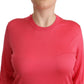 Eleganter rosa Seidenpullover mit Rundhalsausschnitt