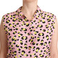 Ärmelloses Poloshirt mit Leopardenmuster