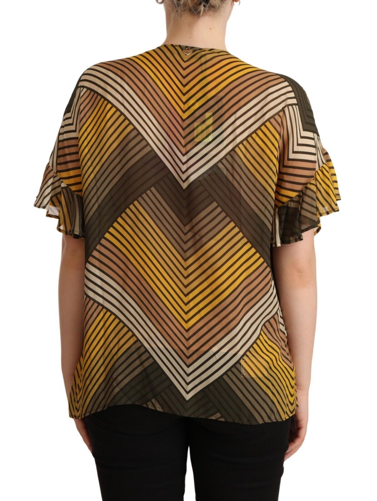 Blusa a maniche corte a righe multicolor chic