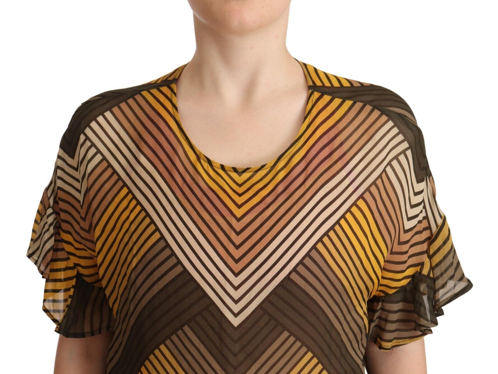 Blusa a maniche corte a righe multicolor chic