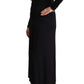 Elegant Black Nylon Stretch Maxi Dress