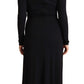 Elegant Black Nylon Stretch Maxi Dress