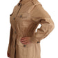 Chic Beige Button Down Coat with Embellishments