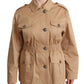 Chic Beige Button Down Coat with Embellishments