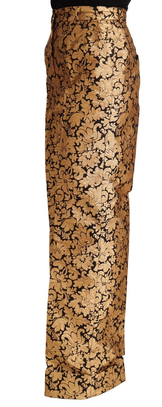 Elegante Jacquard-Hose mit hoher Taille und Blumenmuster