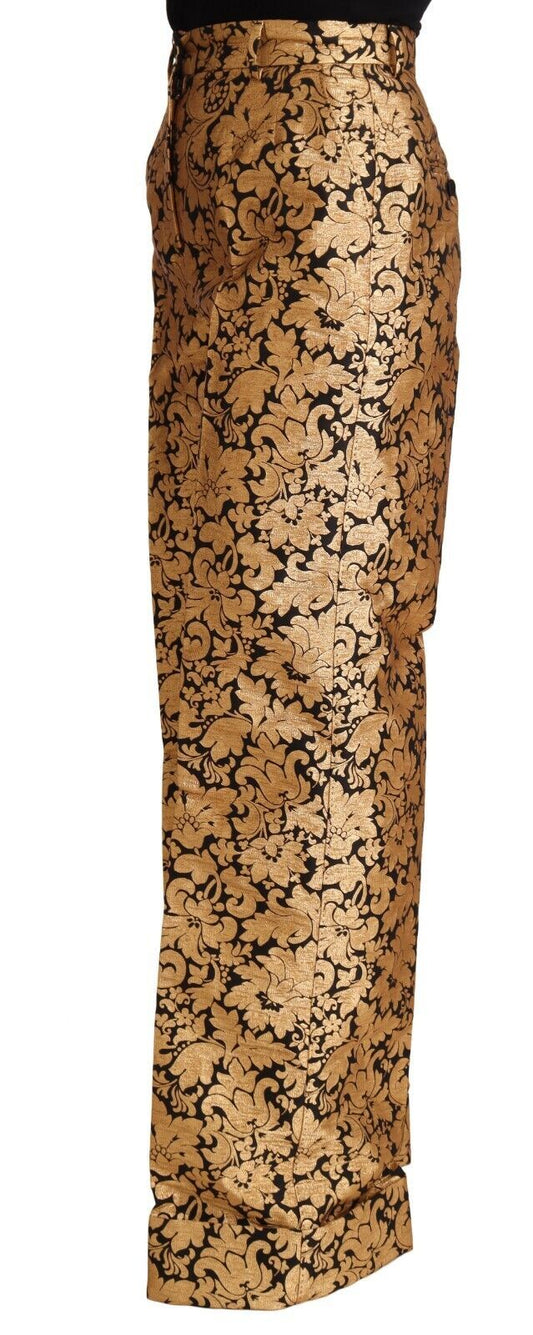 Pantaloni eleganti a vita alta in jacquard floreale