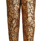Elegante Jacquard-Hose mit hoher Taille und Blumenmuster