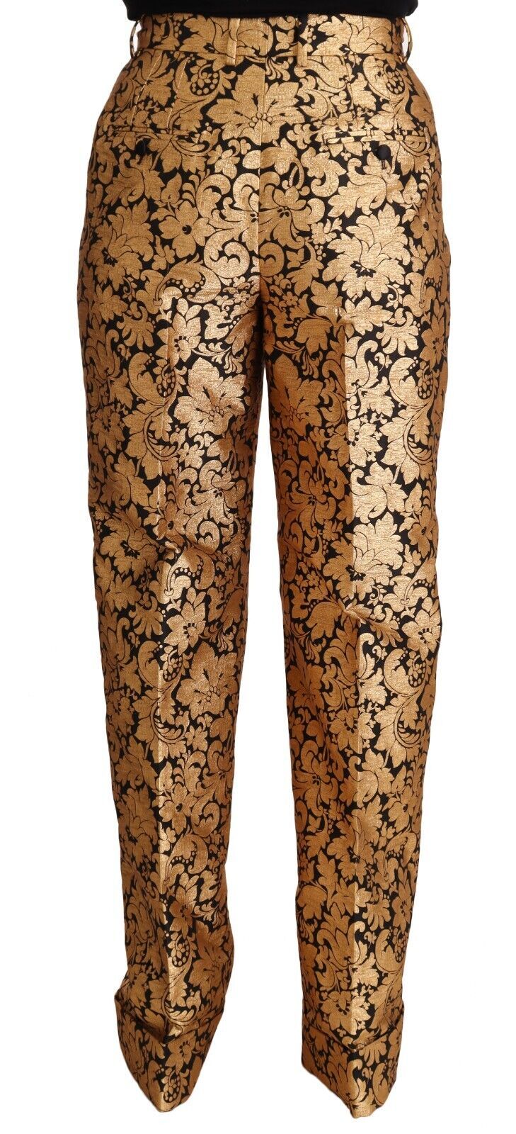 Elegante Jacquard-Hose mit hoher Taille und Blumenmuster