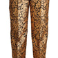 Elegante Jacquard-Hose mit hoher Taille und Blumenmuster