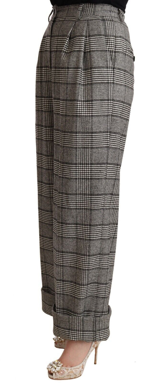 Eleganti pantaloni dritti a vita alta in grigio