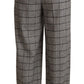 Eleganti pantaloni dritti a vita alta in grigio