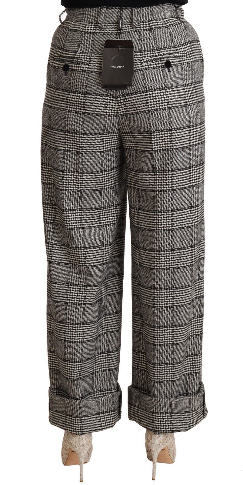 Eleganti pantaloni dritti a vita alta in grigio