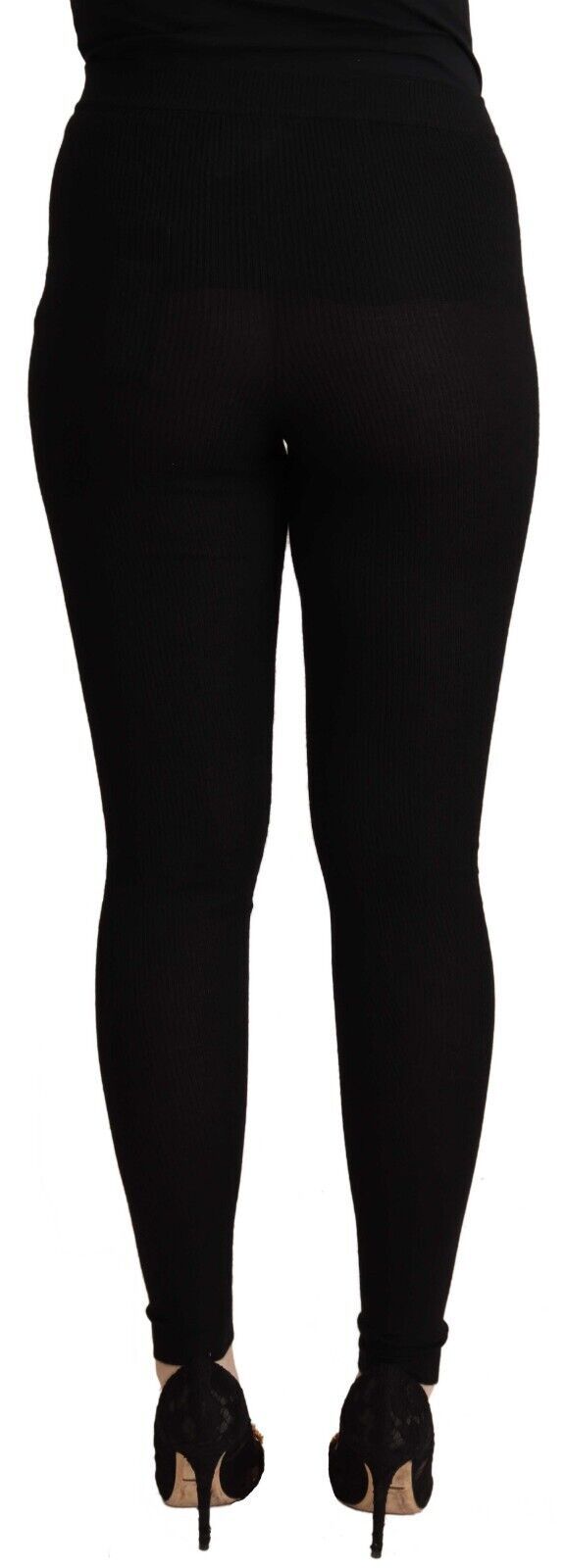 Schwarze Strumpfhose aus Kaschmir mit hoher Taille