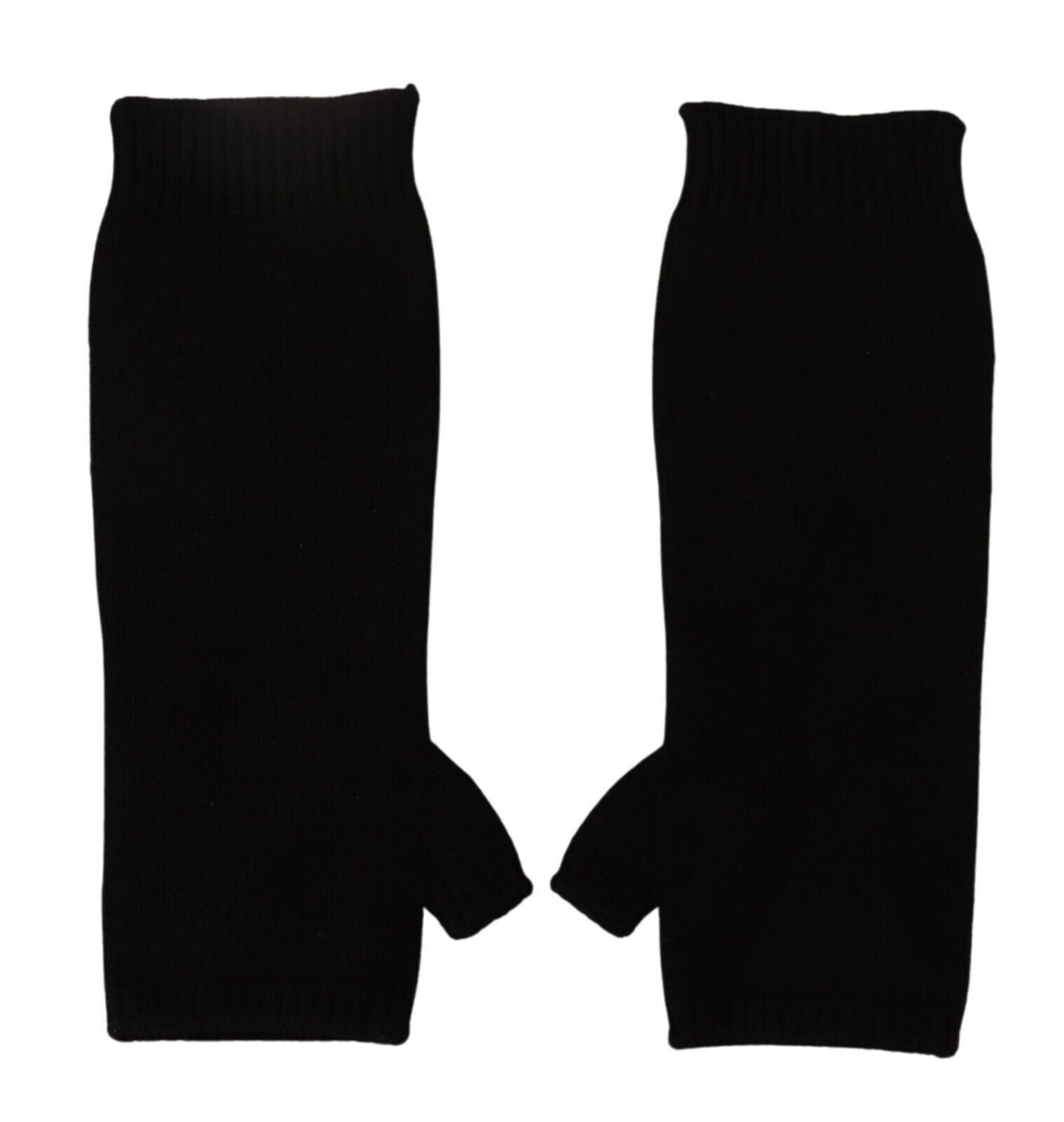 Elegante schwarze fingerlose Kaschmirhandschuhe