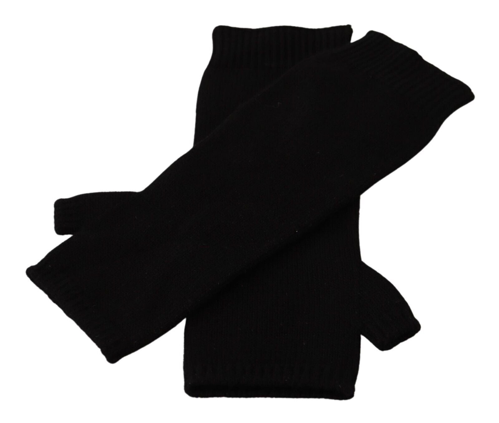 Elegante schwarze fingerlose Kaschmirhandschuhe