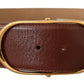 Elegant Brown Leather Belt with Gold Buckle