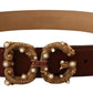 Elegant Pearl-Embellished Leather Amore Belt