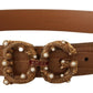 Elegant Croco Leather Amore Belt with Pearls