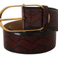 Elegant Red Python Leather Belt with Gold Buckle