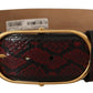 Elegant Red Python Leather Belt with Gold Buckle