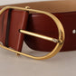 Elegant Maroon Leather Belt with Gold Accents