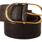 Elegant Python Leather Belt with Gold Buckle