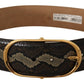 Elegant Snakeskin Belt with Gold Oval Buckle