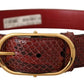 Elegant Red Snakeskin Leather Belt