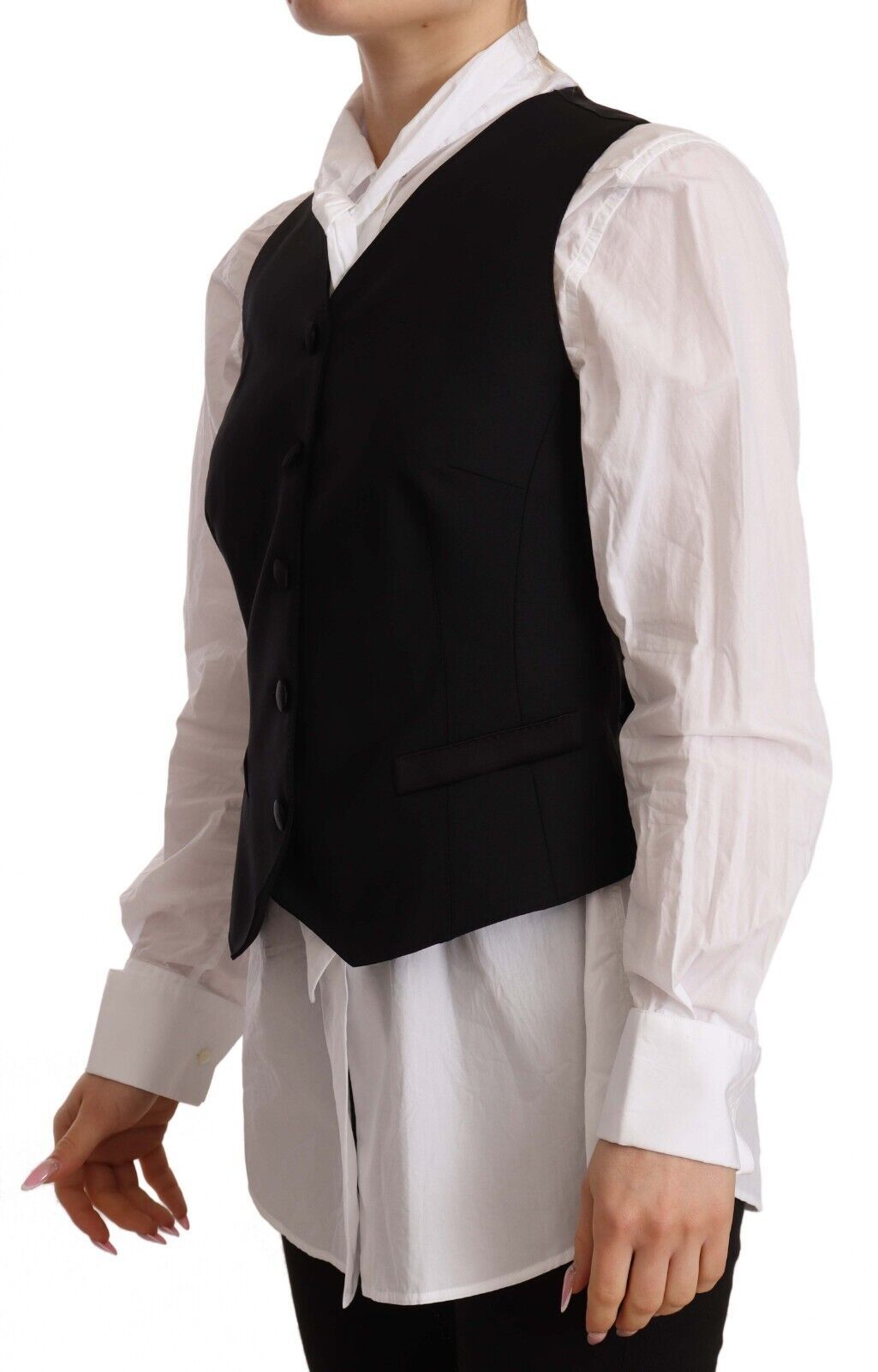 Elegante gilet in misto lana nero
