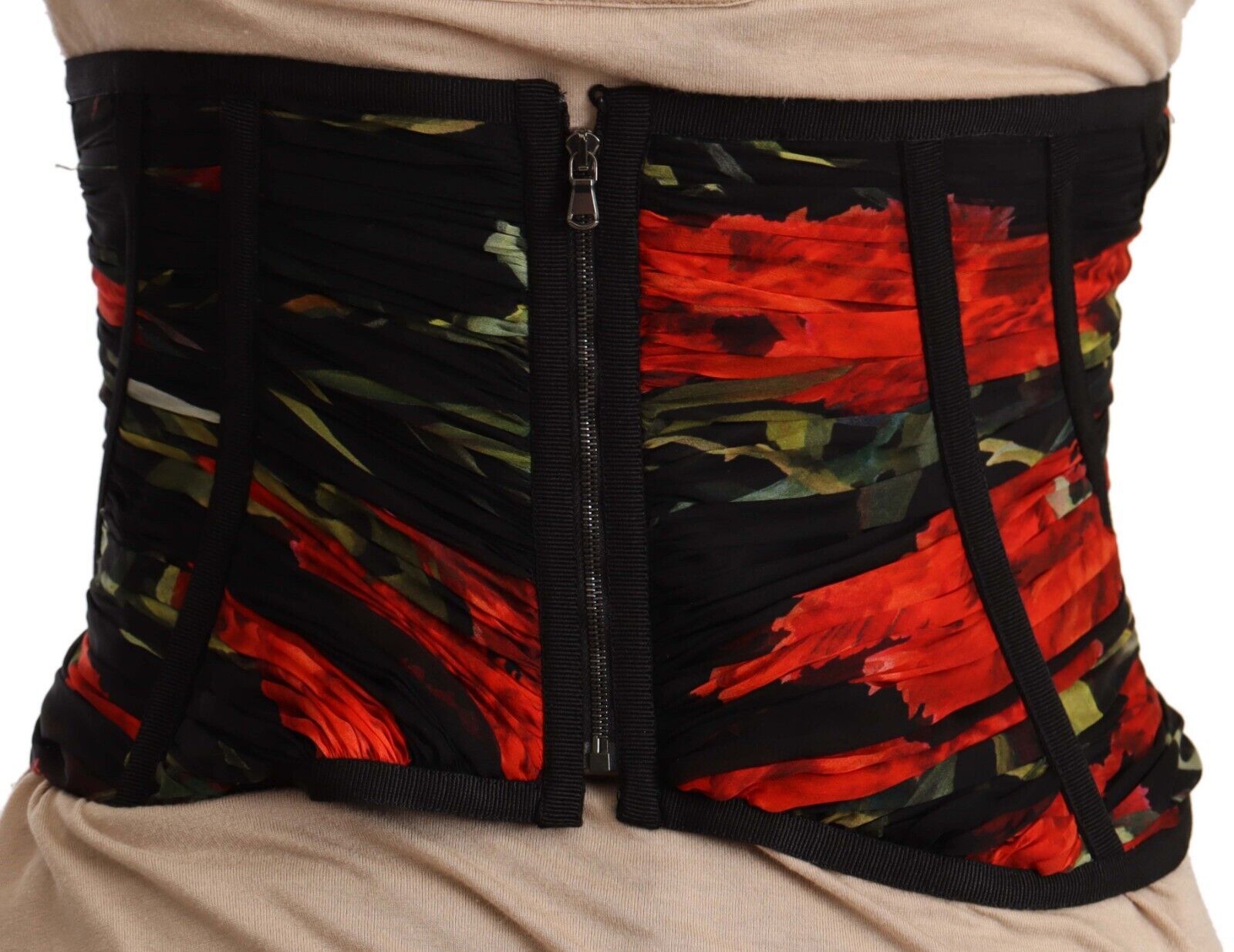 Elegantes schwarzes Korsett-Gürteltop aus Seide