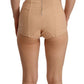 Beigefarbener Stretch-Body mit Spitzeneinsatz