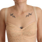 Beigefarbener Stretch-Body mit Spitzeneinsatz