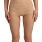 Beigefarbener Stretch-Body mit Spitzeneinsatz