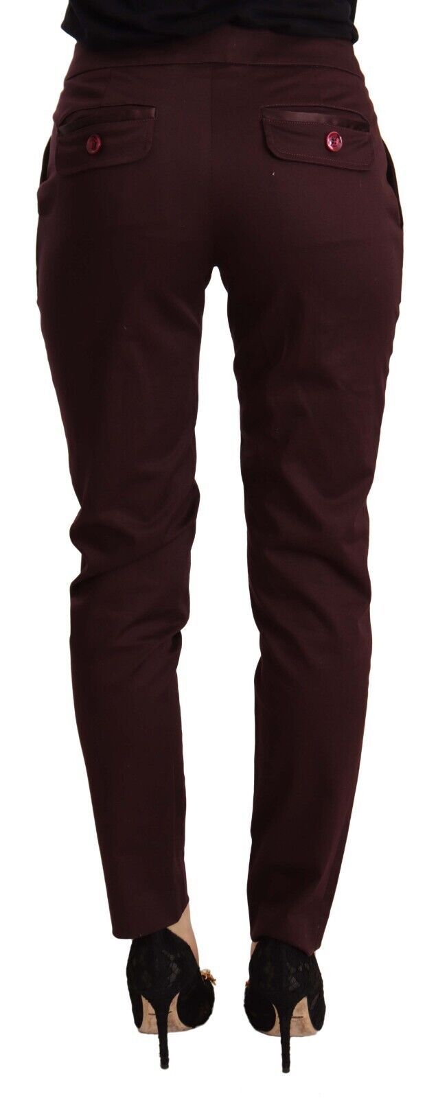 Kastanienbraune Slim Fit Skinny-Hose mit Reißverschlussdetail