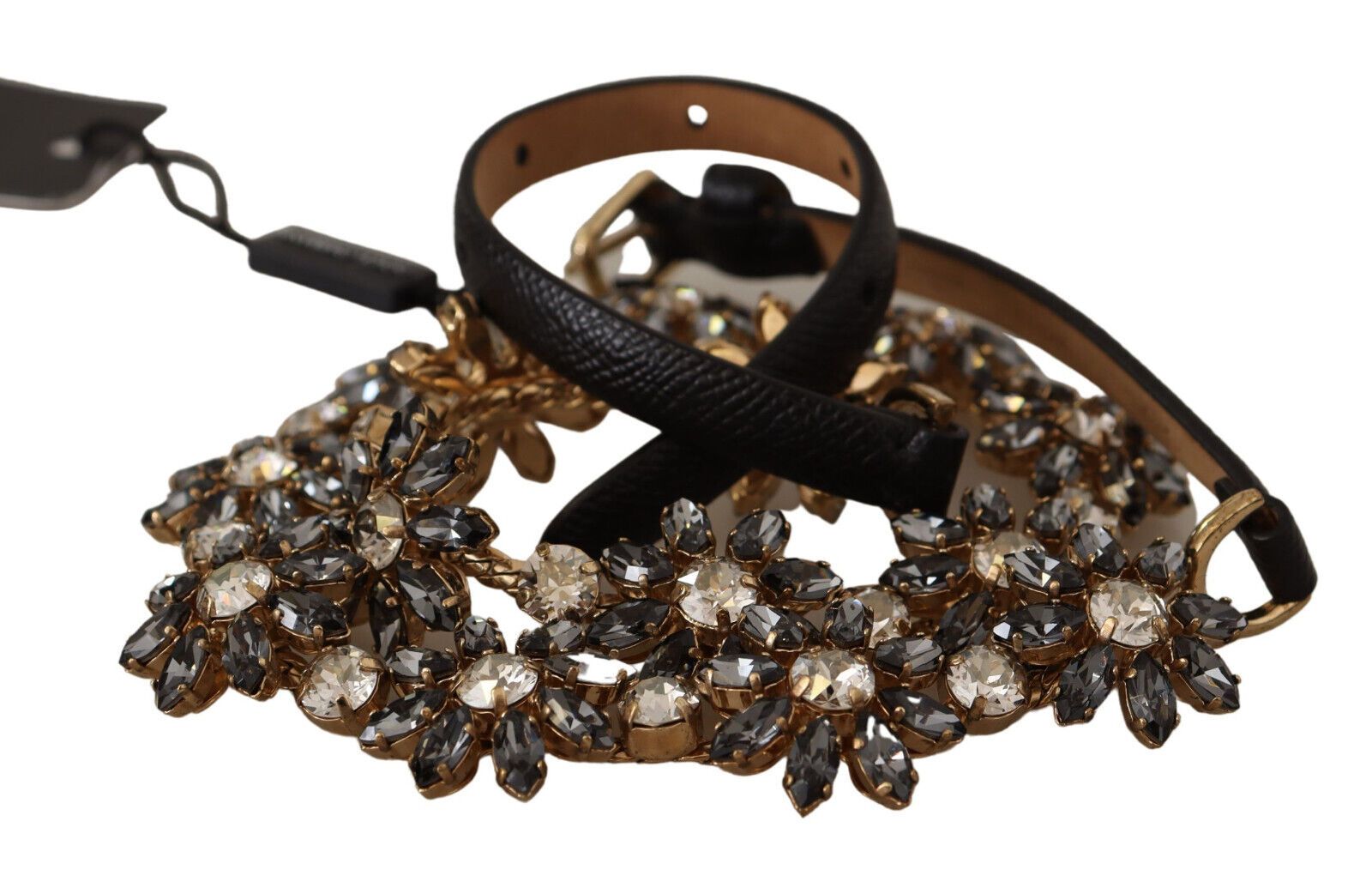 Eleganter Ledergürtel mit Kristall-Daisy-Chain