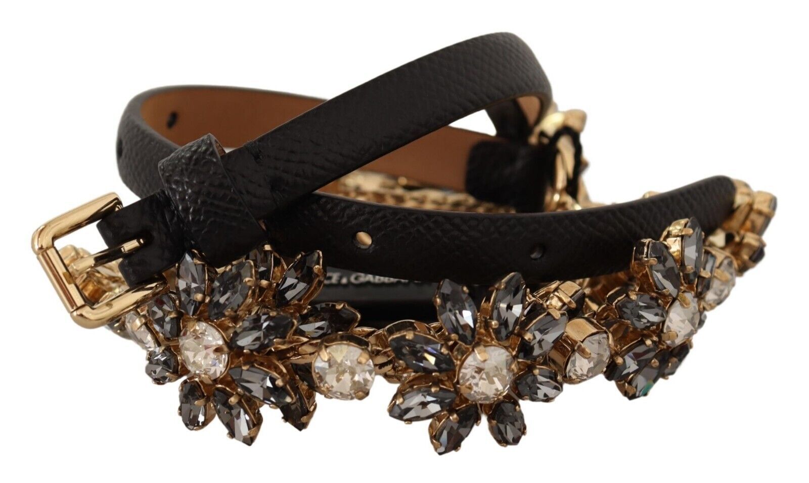 Eleganter Ledergürtel mit Kristall-Daisy-Chain