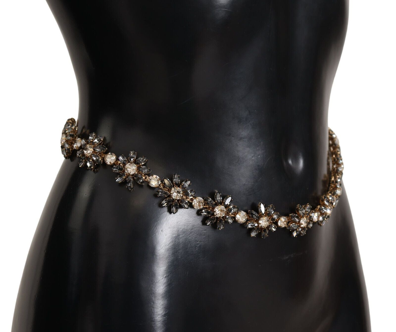 Eleganter Ledergürtel mit Kristall-Daisy-Chain