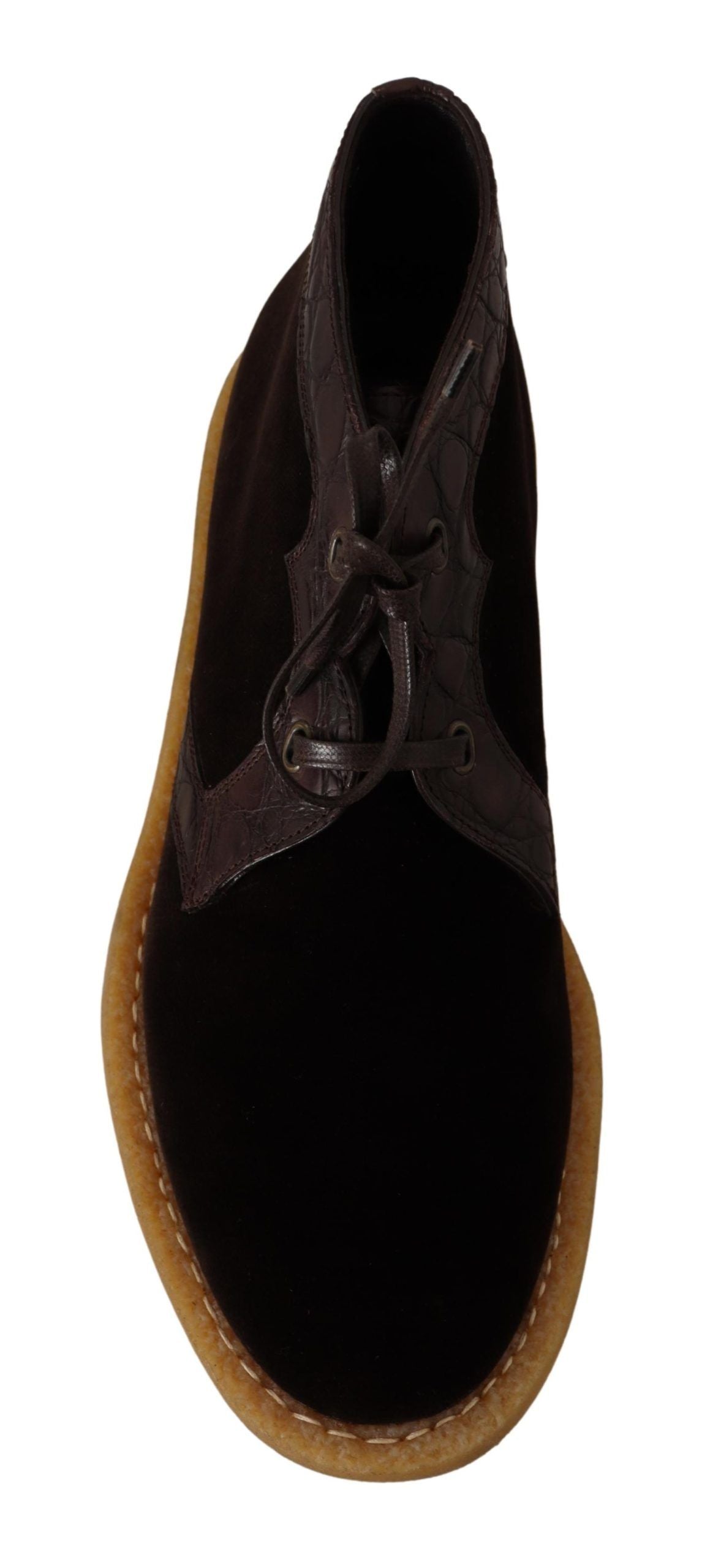 Exotische Stiefeletten aus braunem Kaimanleder