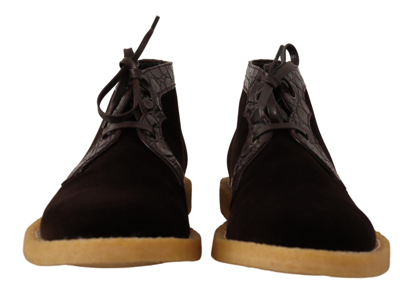 Exotische Stiefeletten aus braunem Kaimanleder